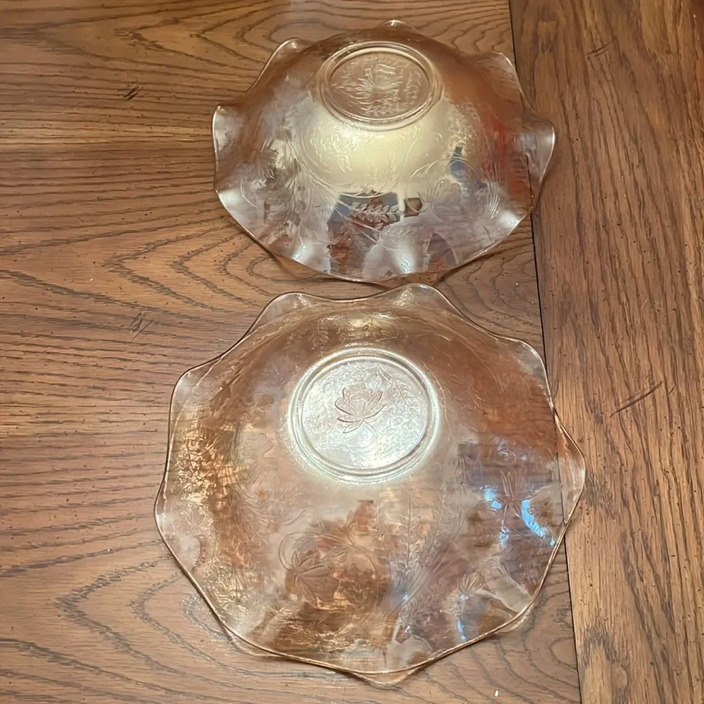 Jeannette‎ Floragold Louisa Depression Glass Tea Cups and bowls Iridescent